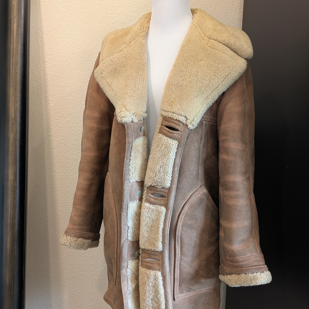 Sawyer of Napa Californian Shearling Lambskin Coat 40 Vintage Suede Sherpa Coat